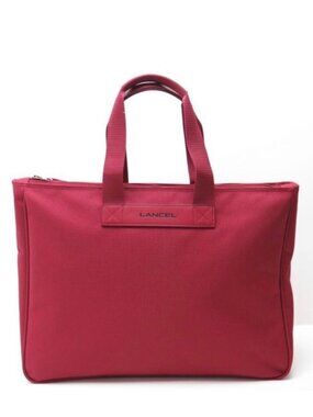 LANCEL Paris Palmyre Canvas Leather Tote Bag Burgundy Red NWT Quiet Luxury